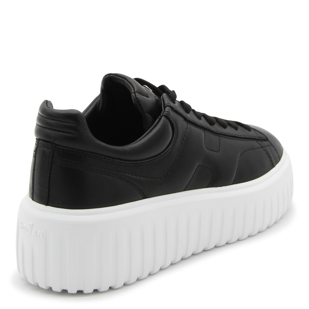 BLACK LEATHER H-STRIPES SNEAKERS