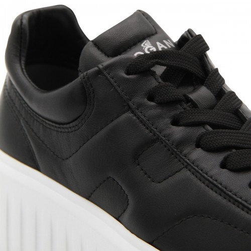 BLACK LEATHER H-STRIPES SNEAKERS