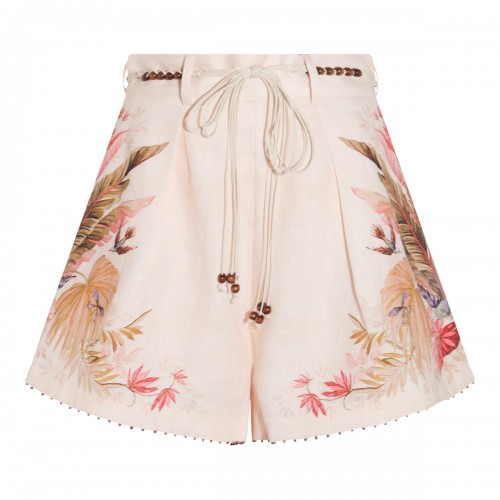 CREAM LINEN SHORTS