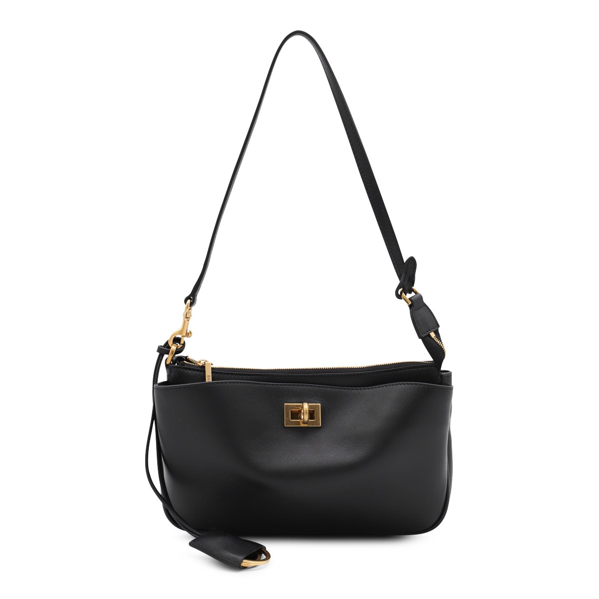 BLACK LEATHER RODEO SHOULDER BAG