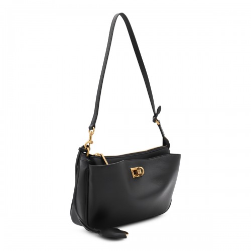 BLACK LEATHER RODEO SHOULDER BAG