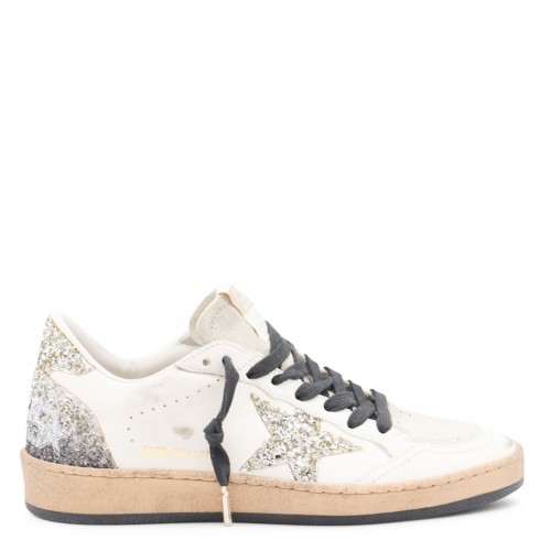 WHITE AND SILVER LEATHER BALLSTAR SNEAKERS