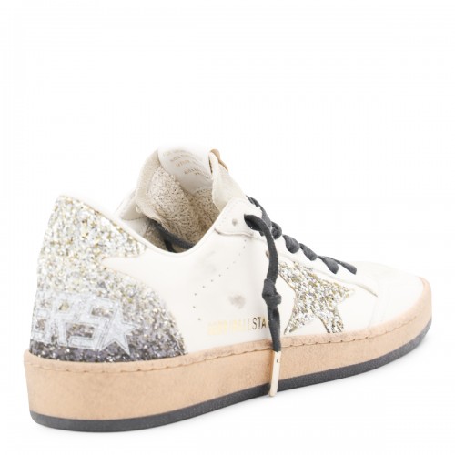 WHITE AND SILVER LEATHER BALLSTAR SNEAKERS