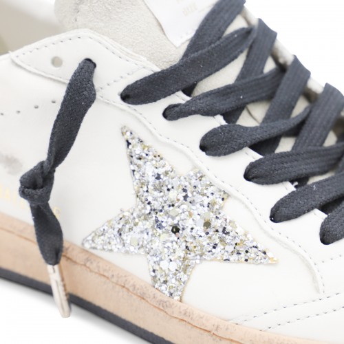 WHITE AND SILVER LEATHER BALLSTAR SNEAKERS