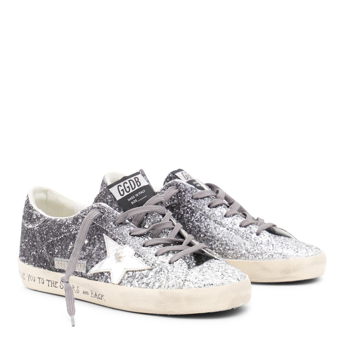 SILVER AND BLACK LEATHER SUPER STAR... SILVER AND BLACK LEATHER SUPER STAR...