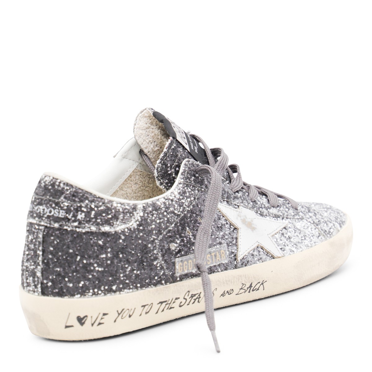 SILVER AND BLACK LEATHER SUPER STAR... SILVER AND BLACK LEATHER SUPER STAR...