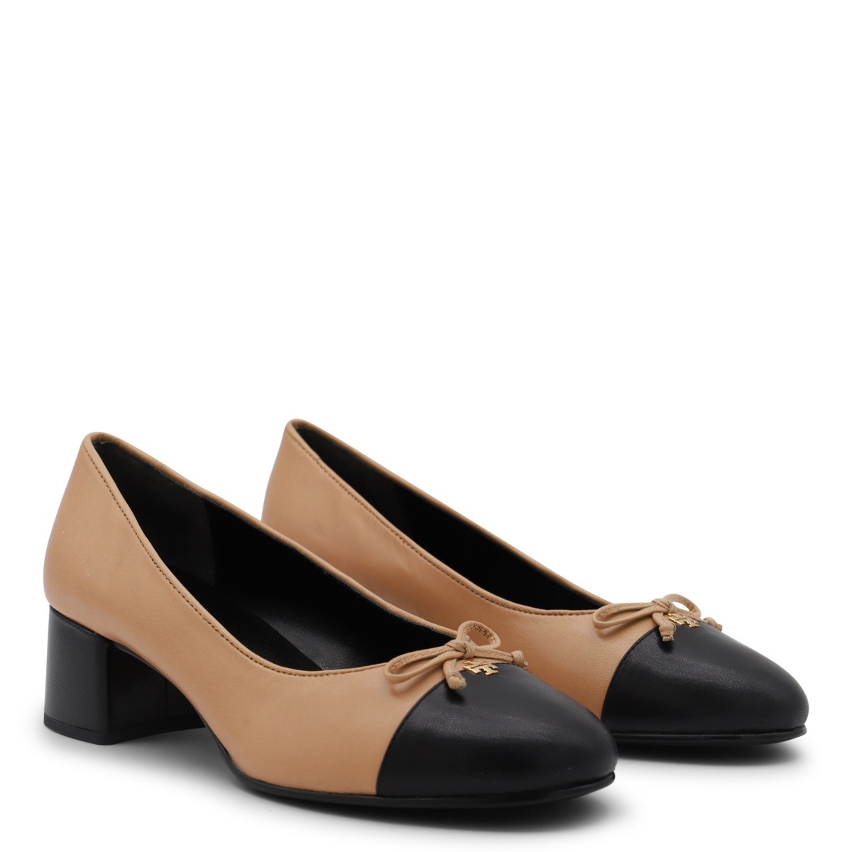 BROWN AND BLACK LEATHER PUMPS