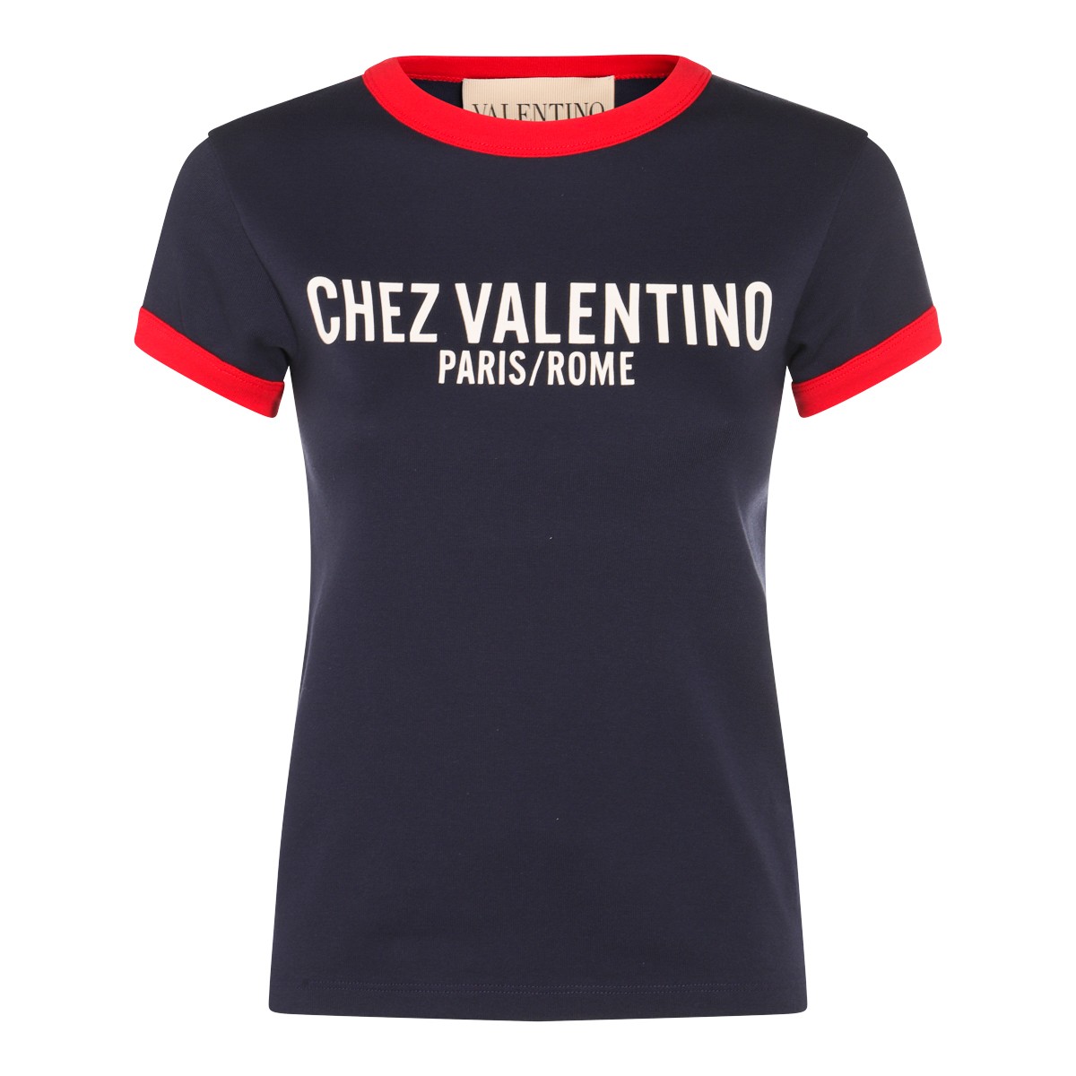 BLUE AND RED COTTON T-SHIRT