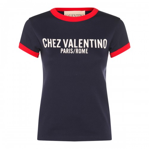 BLUE AND RED COTTON T-SHIRT
