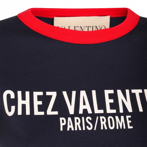 BLUE AND RED COTTON T-SHIRT