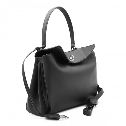 BLACK LEATHER RODEO S TOP HANDLE BAG