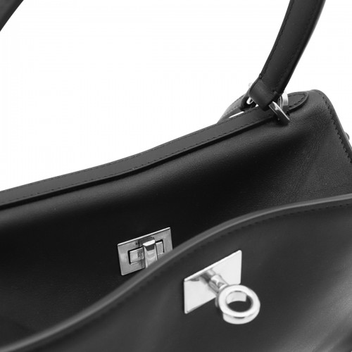 BLACK LEATHER RODEO S TOP HANDLE BAG