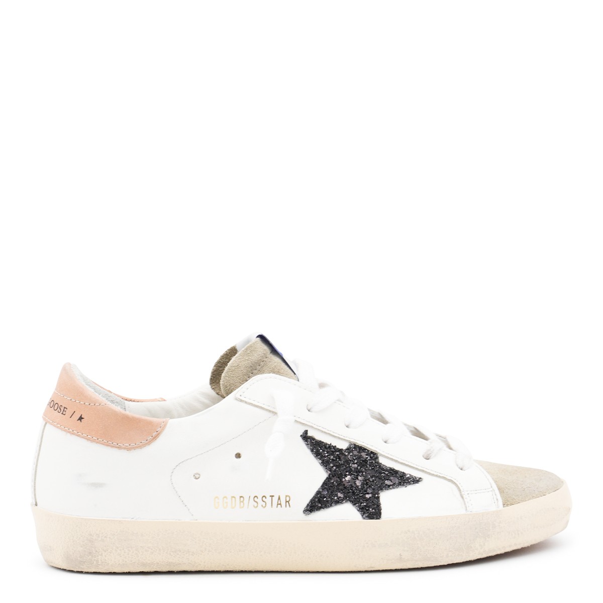 WHITE AND BEIGE LEATHER SUPERSTAR SNEAKERS