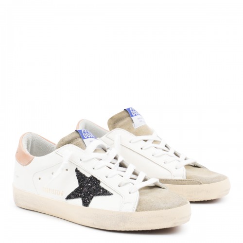WHITE AND BEIGE LEATHER SUPERSTAR SNEAKERS