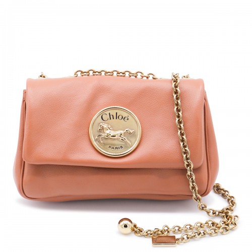 LIGHT ORANGE LEATHER HERITAGE SHOULDER BAG