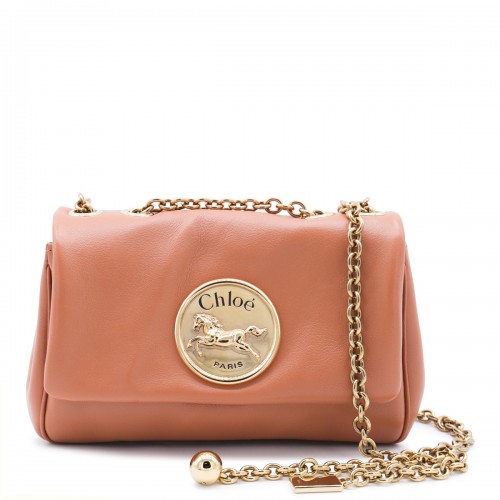 LIGHT ORANGE LEATHER HERITAGE SHOULDER BAG