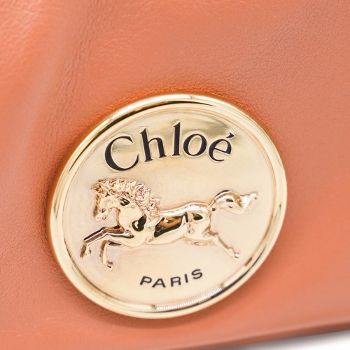 LIGHT ORANGE LEATHER HERITAGE SHOULDER BAG