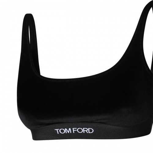 BLACK BRALETTE VELOUR TOP