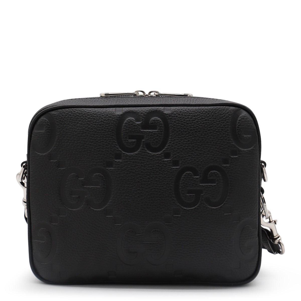 BLACK LEATHER JUMBO SMALL CROSSBODY BAG