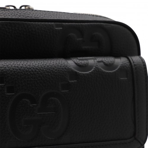 BLACK LEATHER JUMBO SMALL CROSSBODY BAG