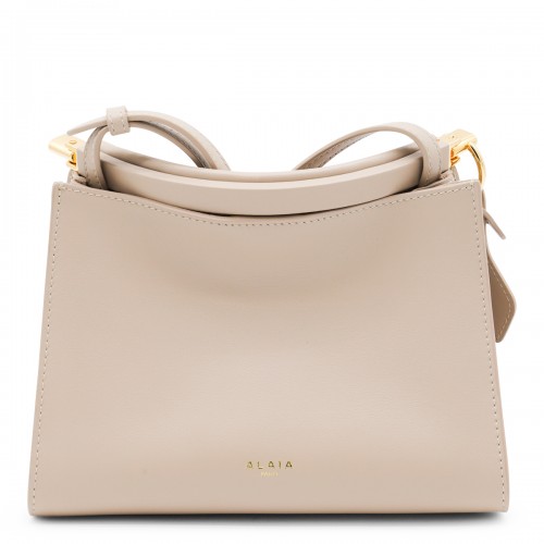 BEIGE LEATHER SMALL SQUARE CROSSBODY BAG