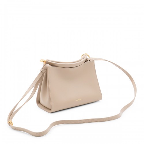 BEIGE LEATHER SMALL SQUARE CROSSBODY BAG