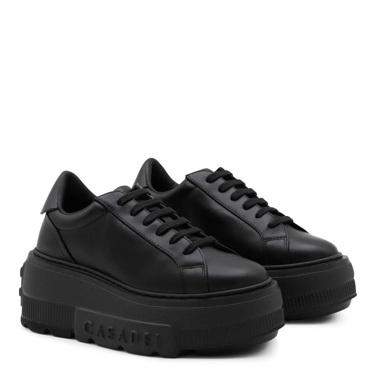 BLACK LEATHER SNEAKERS