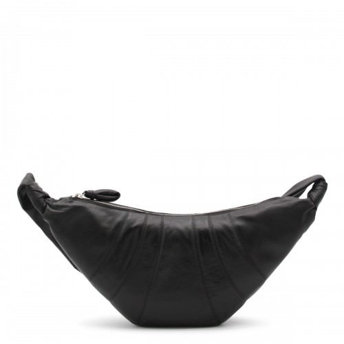BLACK LEATHER MEDIUM CROISSANT SHOULDER BAG