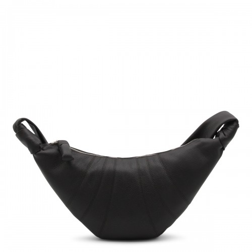 BLACK LEATHER MEDIUM CROISSANT SHOULDER BAG