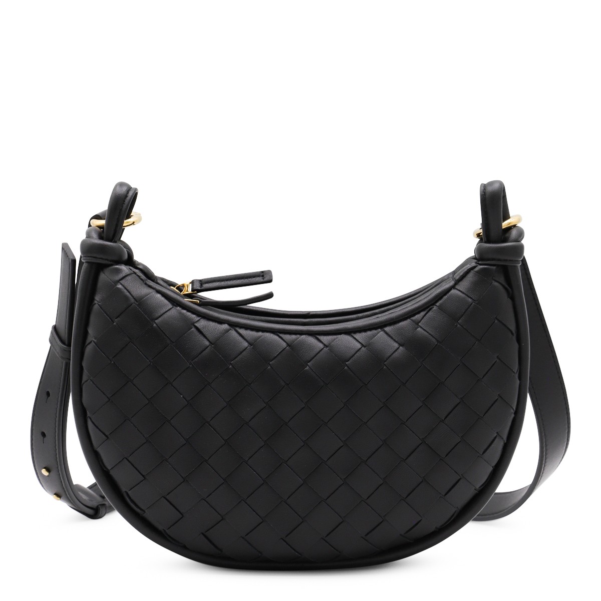 BLACK LEATHER GEMELLI SHOULDER BAG