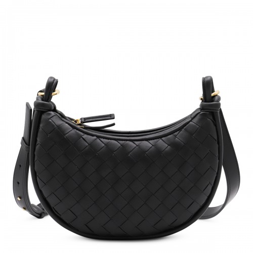 BLACK LEATHER GEMELLI SHOULDER BAG