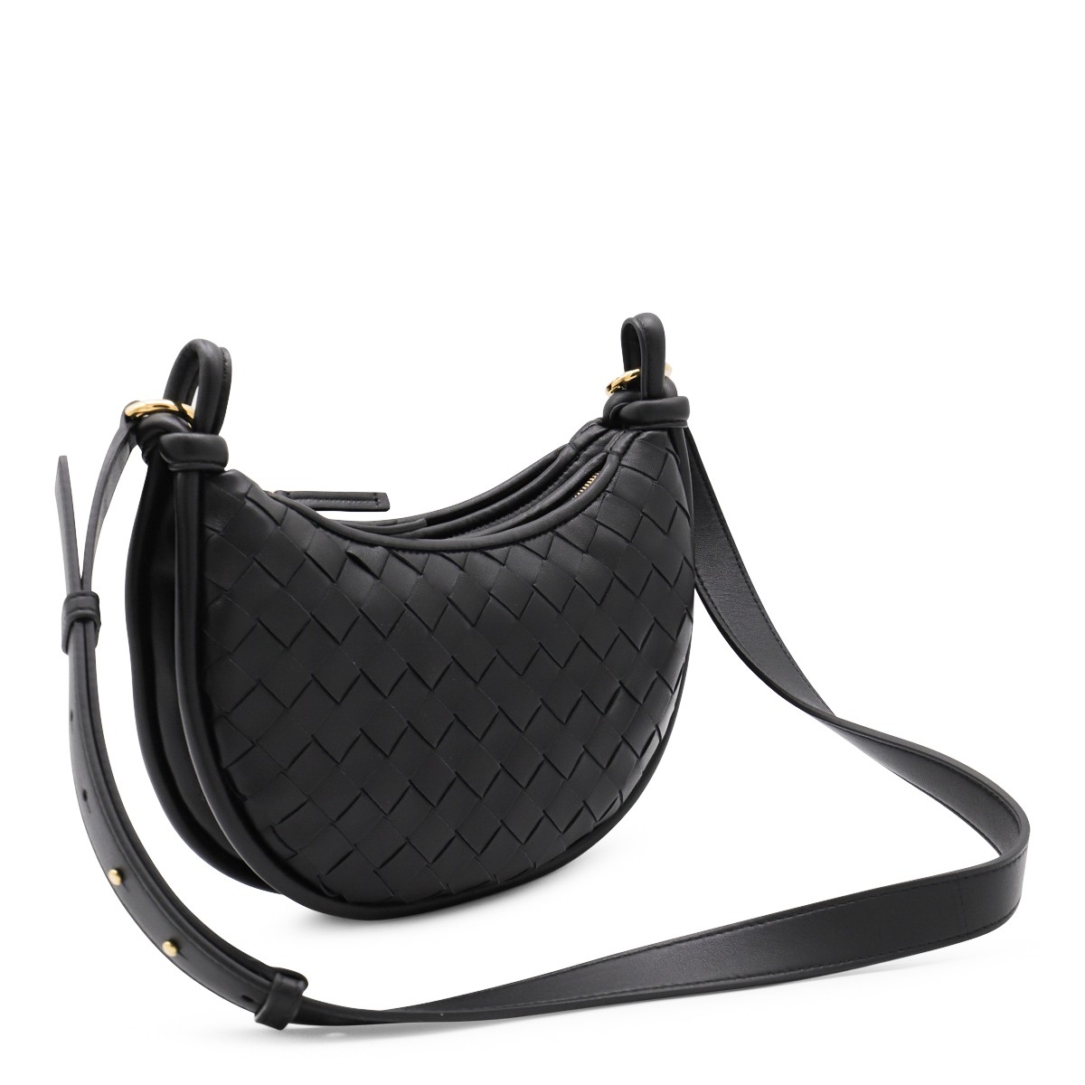 BLACK LEATHER GEMELLI SHOULDER BAG