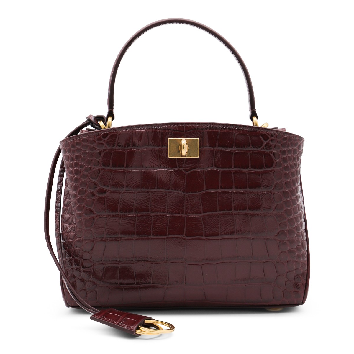 DARK BURGUNDY LEATHER RODEO MINI TOP HANDLE BAG