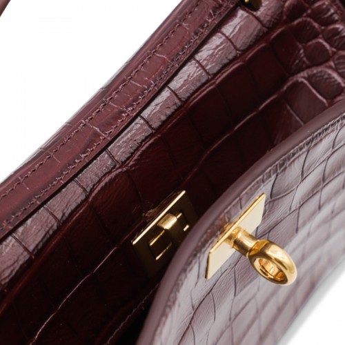DARK BURGUNDY LEATHER RODEO MINI TOP HANDLE BAG