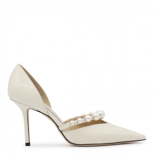 WHITE LEATHER AURELIE 85 PUMPS