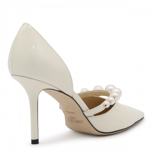 WHITE LEATHER AURELIE 85 PUMPS