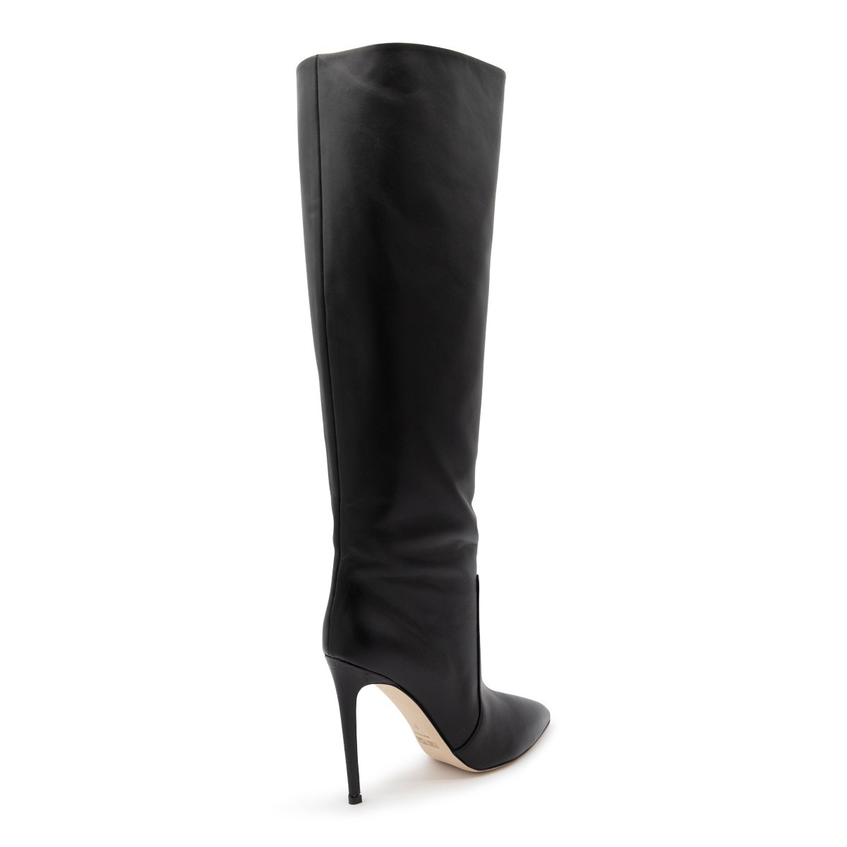 BLACK LEATHER STILETTO BOOTS