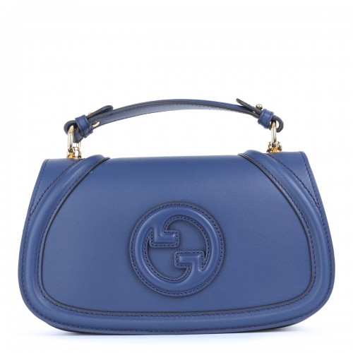 BLUE LEATHER BLONDIE SHOULDER BAG