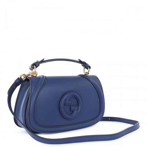 BLUE LEATHER BLONDIE SHOULDER BAG