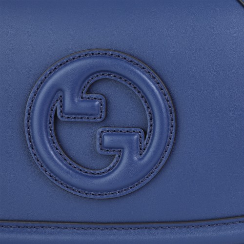 BLUE LEATHER BLONDIE SHOULDER BAG