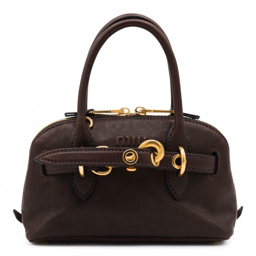 DARK BROWN LEATHER MINI AVENTURE CROSSBODY BAG