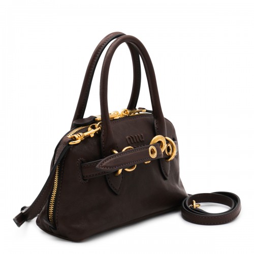 DARK BROWN LEATHER MINI AVENTURE CROSSBODY BAG