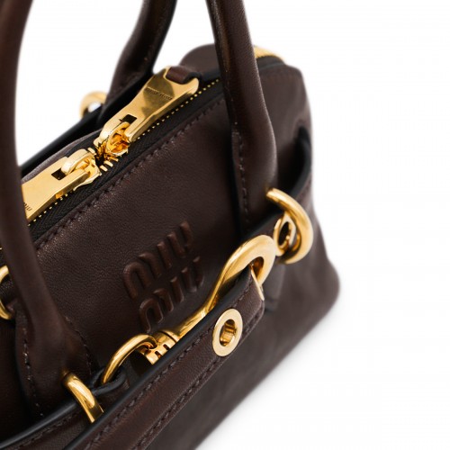 DARK BROWN LEATHER MINI AVENTURE CROSSBODY BAG
