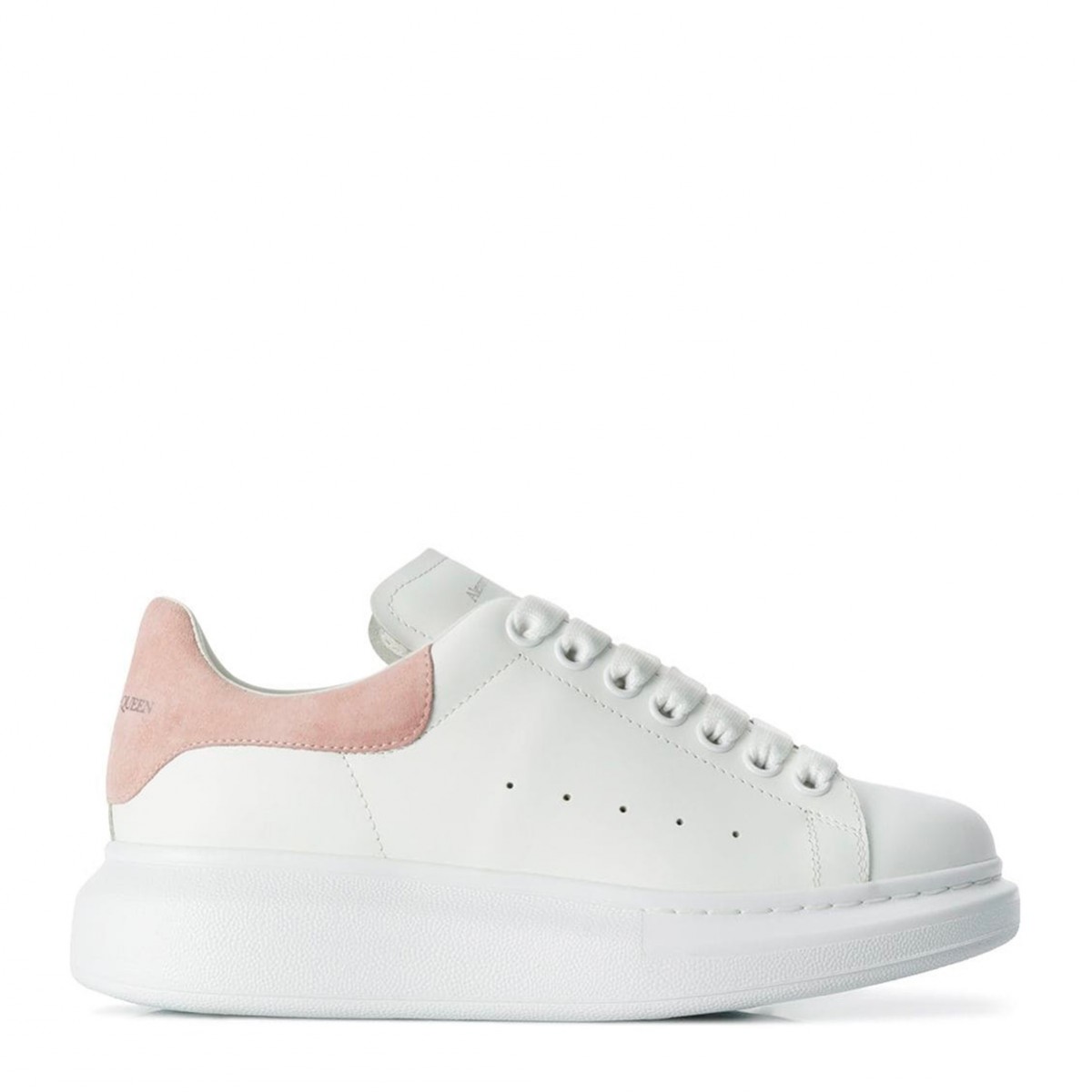 WHITE AND PINK LEATHER SNEAKERS
