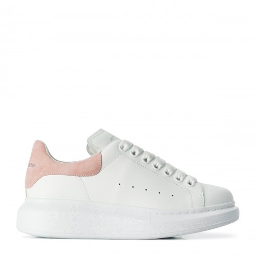 WHITE AND PINK LEATHER SNEAKERS