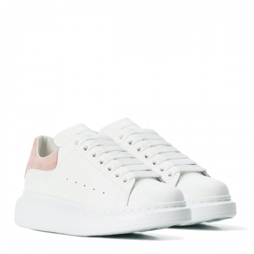 WHITE AND PINK LEATHER SNEAKERS