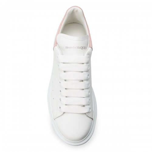 WHITE AND PINK LEATHER SNEAKERS