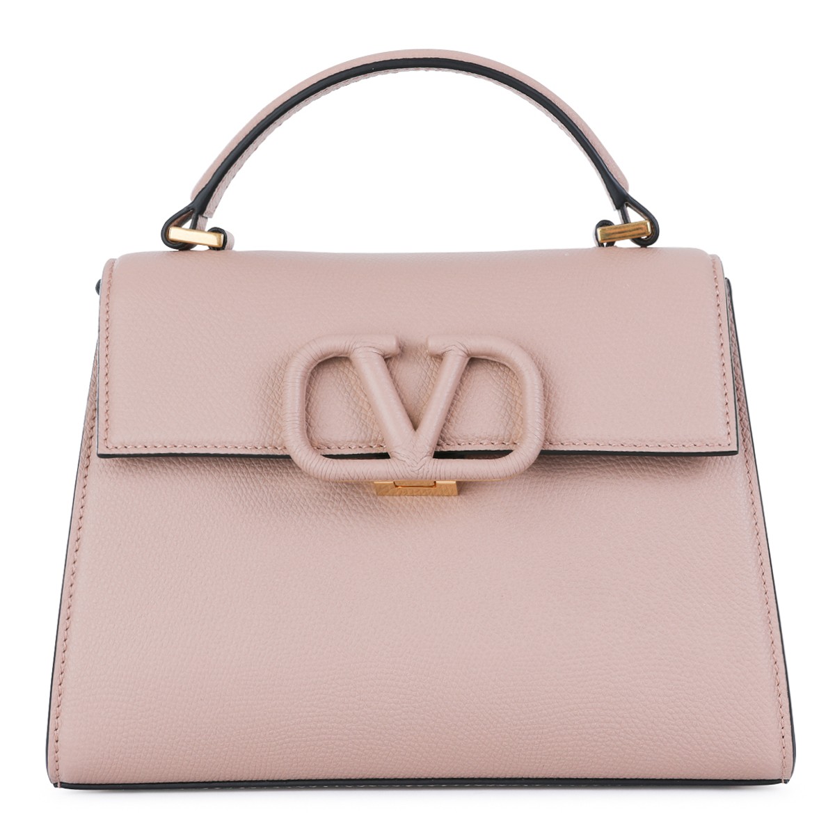 LIGHT PINK LEATHER TOP HANDLE BAG