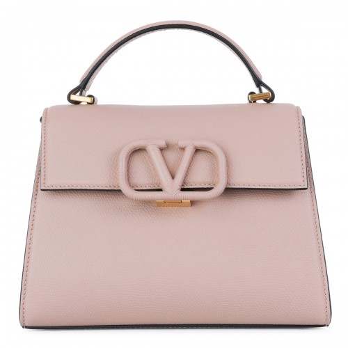 LIGHT PINK LEATHER TOP HANDLE BAG