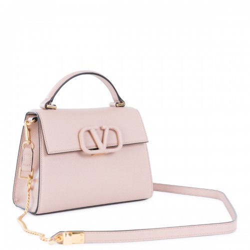 LIGHT PINK LEATHER TOP HANDLE BAG